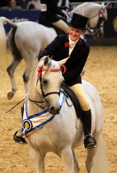 Rafeekah competing in the Supreme Horse. Credit Kerry Bates