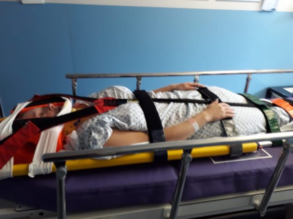 Girl in hospital bed