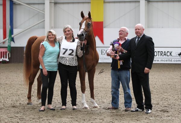 Heather, Katie and Bill Gore with EA Amellia at the 2012 UK International Arabian Horse Show