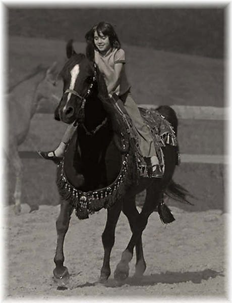 Emma Maxwell on Kazra (Mikeno x Razhera), the foundation mare of Lodge Farm 