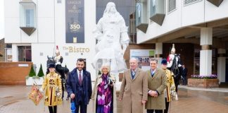 The Duchess of Cornwall formally unveils statue of King Charles II at Newmarket’s Rowley Mile Racecourse